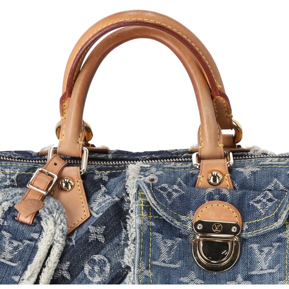 Louis Vuitton Speedy 30 Monogram Denim Patchwork Handbag M95380 Blue - Picture 3 of 11